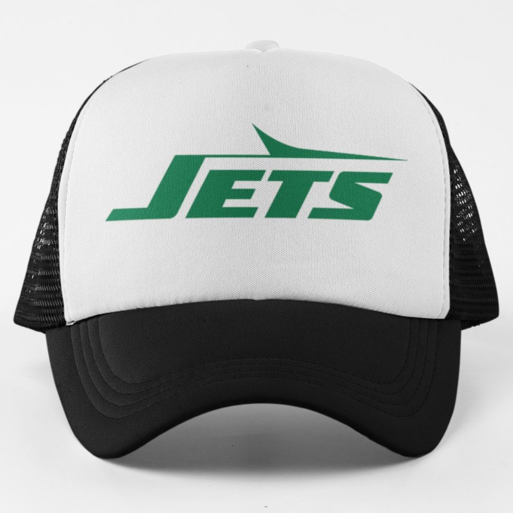 NEW York Jets 1978 Speedbird Wordmark Foam Trucker Snapback Hat 2TONE BLACK